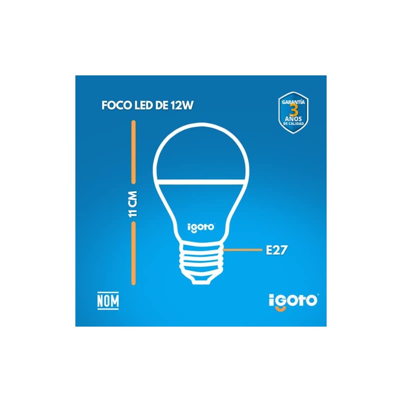 iGoto F3P20112 Pack de 3 Focos 12w A55 Luz Calida
