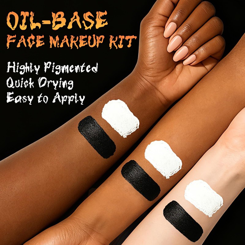 Black and White Face Paint for Halloween Vampire Zombie Makeup