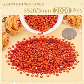 2000PCS SS20/5mm Crystal Rhinestones (Orange/Hyacinth), Bedazzling Flatback Glass Rhinestones for Crafting DIY Nail Art Makeup Decoration, Gems Diomand Charms for Tumbler Shoes Clothing Mug