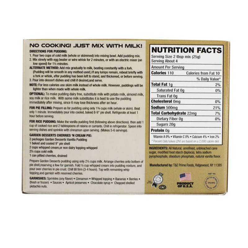 Chocolate & Vanilla Instant Pudding Mix - All Natural Pudding