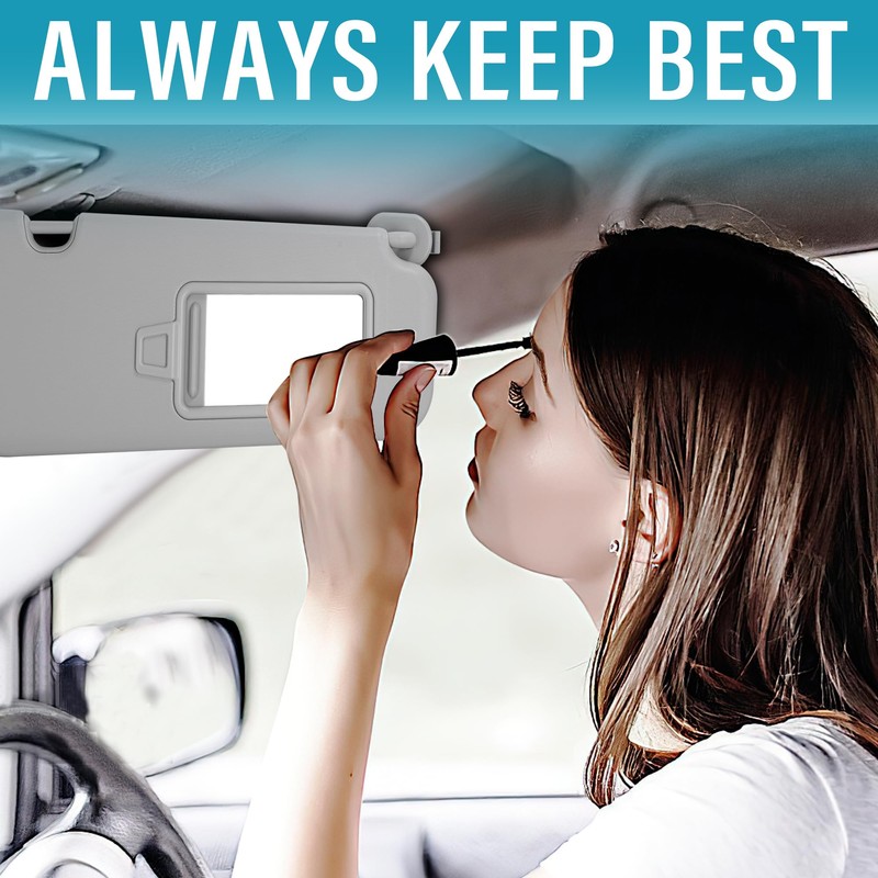 Grey Right Passenger Side Sun Visor with Mirror Compatible with