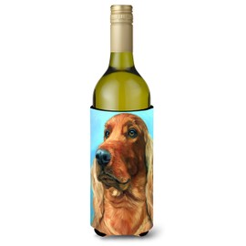 Caroline's Treasures 7314LITERK Irish Setter in Blue Wine Bottle Hugger Bottle Cooler Sleeve Hugger Machine Washable Collapsible Insulator Beverage Insulated Holder
