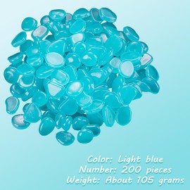 200 Pcs Blue Glow Pebbles,fish tank stones，fish tank pebbles， Glow in the Dark Garden Stones for Outdoor Decor, Pathways, Fish Tanks, and DIY Crafts