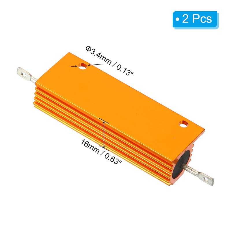 PATIKIL 100W 60 Ohm Aluminum Shell Resistor 2pcs Aluminum Housing