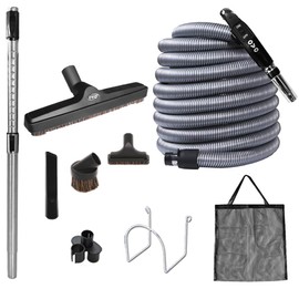 Ovo Central Vacuum Deluxe Plus Accessories Kit, With 30ft Low-Voltage hose, ON/OFF Control at the handle, 12’’ floor brush and accessories, For hard surfaces