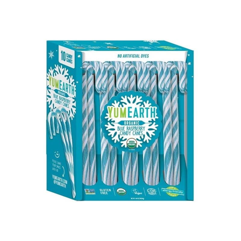 YumEarth Organic Blue Raspberry Candy Canes 10ct Box