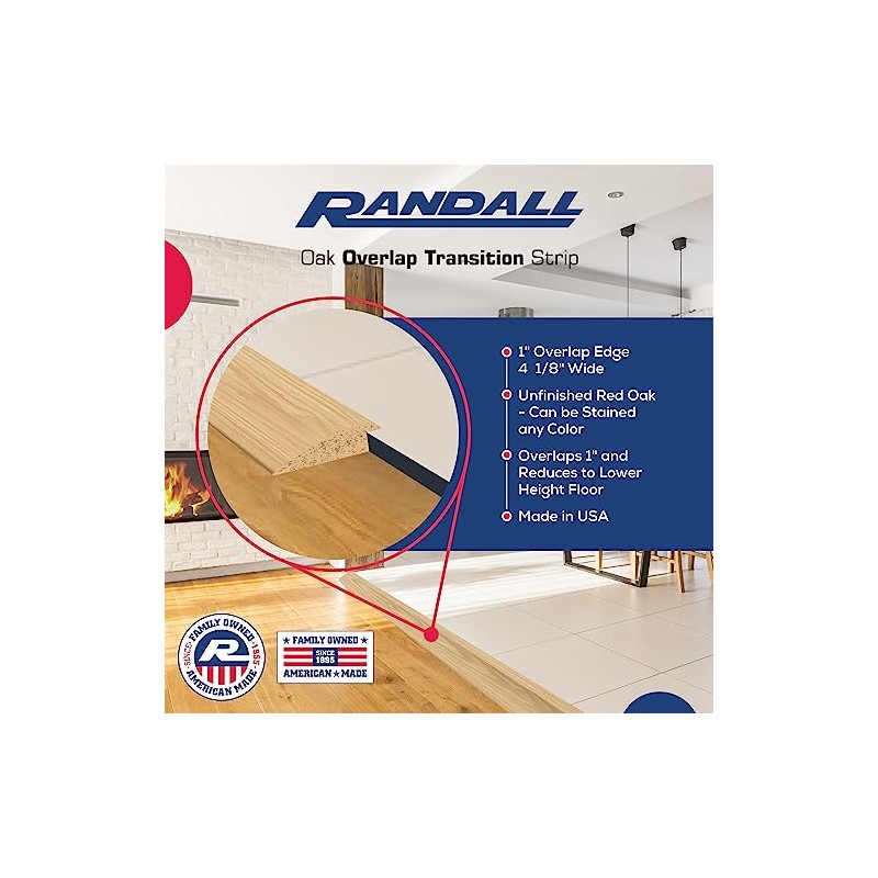 Randall Oak 1inches Overlap Edge Floor Transition 4 1/8inches Wide