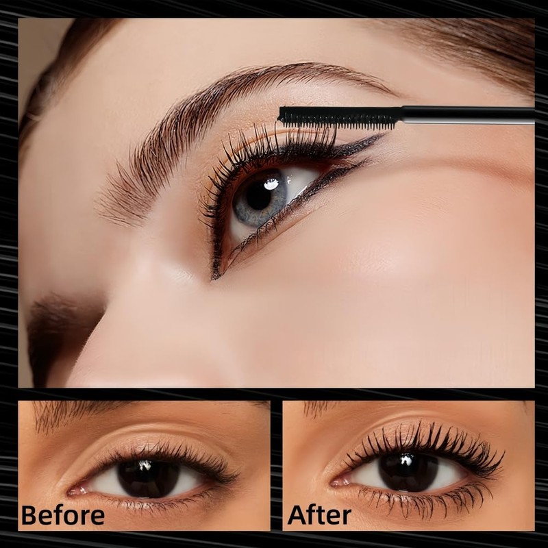Black Mascara with Comb Brush Separates Lashes for Definition, Waterproof,
