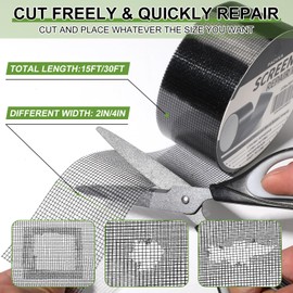 PACKKA Window Screen Repair Tape, 2" x 30FT(360IN) Strong Adhesive & Waterproof Tape Screen Repair Kit Mesh Repair for Window Screen and Screen Door Tears Holes