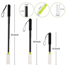 Fanwer Toe Cleaning Brush,Foot Brush with Reusable Drying Covers.Foot Scrubber with Telescopic Aluminum Alloy 12"-24",Long- Handled Toe Lotion Applicator for Seniors,Elderly, Disabled Men and Women