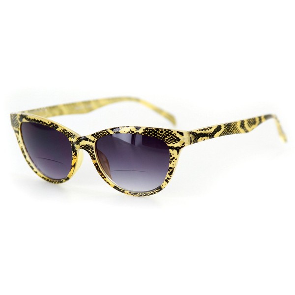 "Sahara" Bifocal Wayfarer Sunglasses (Demi Gold w/Smoke +3.00)