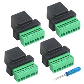 WMYCONGCONG 4 PCS RJ45 Screw Terminal Adaptor Connector RJ45 8P8C Female Jack to 8 Pin Screw Terminal Connector for Cat7 Cat6 Cat5 Cat5e Ethernet Extender CCTV Digital DVR Network Adapter