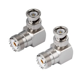 POBADY CB Radio Adapter SO239 UHF Female to BNC Male Right Angle 90-Degree Antenna Adapter for CB Antenna CB Aerial Ham Radio Walkie Talkie Handheld Radio Two Way Radio PL259 Coax (2 pcs)