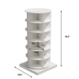 Ball & Cast 6 Tiers Rotating Shoe Rack Tower, Spinning Shoe Display, Revolving 360 Shoe Rack Storage Round Carousel, Lazy Susan Shoe Organizer, for Living Room, Entryway, White