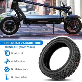 SYACHI 10 x 2,75-6,5 Reifen Schlauch für Elektroroller, Tubeless Offroad-Reifen für Speedway 5 Dualtron 3, 10 Zoll Schlauchloser Reifen AT All-Terrain Tyre Reifen Ohne Schlauch Vakuumreifen