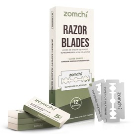 ZOMCHI Zomchi Double Edge Razor Blades, 60 Counts Safety Razor Blades for Shaving, Platinum Stainless Steel Shaving Blades for Men and Women, Fits All Standard Double Edge Razors