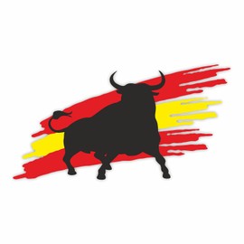 Vehicle Sticker Bull Flag – 30 cm Large – Sticker for Car, Caravan, Truck, Motorhome, Spain, Espana Bulle, UV-Resistant and Weatherproof – kfz754