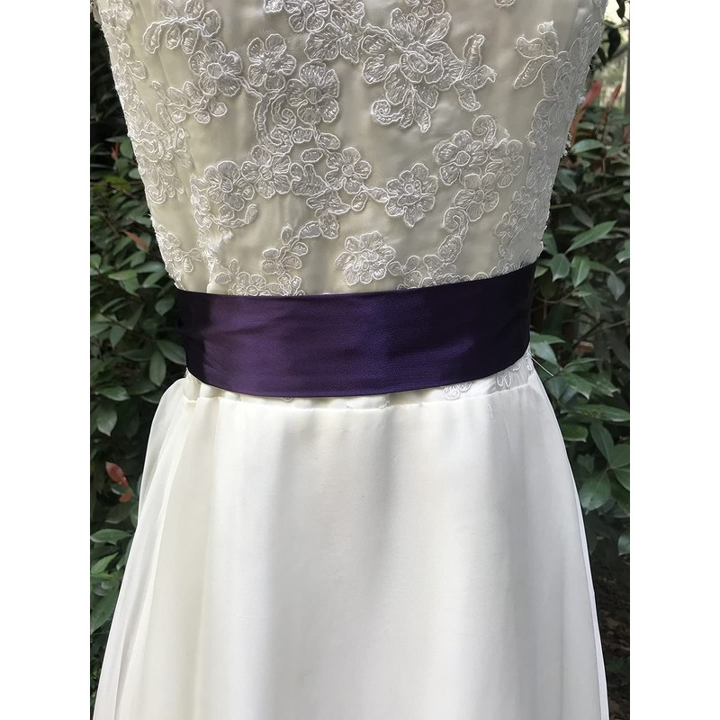 AIMECHA Satin Sash Belt For Bridal Wedding Bridesmaid Dress Belt
