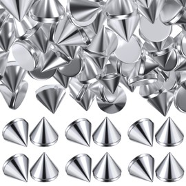VARMDUKKE 100PCS 8 mm Bullet Spike Cone Studs, ABS Punk Style Metal Studs for Clothing, Small Rivets Cool Flatback Sew Glue on Decoration Spikes for DIY Crafts, Leather Clothes, Boots - Silver