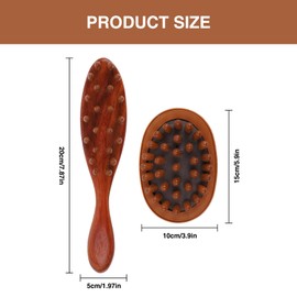 2 Pcs Loc Brush for Dreads, Wooden Long Handle Scalp Massage Wide Tooth Comb and Round Air Cushion Massage Comb Suitable for Scalp Care and Hair Styling