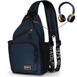 Geestock Crossbody Sling Bag for Men & Women,Convertible Cross Body Bag Shoulder Backpack with Adjustable Strap, Shoulder Chest Bag Waterproof,Casual Daypack for Hiking,Cycling,Travel (Navy Blue)