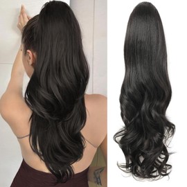 Samtress 24 Inch Drawstring Ponytail Extension Long Wavy Layered Pony Tails Hair Extensions Synthetic Clip in Ponytail Hairpiece for Women (#2)