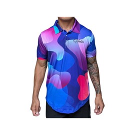 Hacker Golf Funny Crazy Graphic Dri Fit Athletic Fit Golf Shirt Polo (Medium, Lave Lamp Blue Pink)