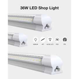 TIMIKEY® 6 Pack LED Shop Lights,6500K 5000LM 4FT 36W Super Bright Strip Fixture,FCC&ETL No Interference,Plug&Play Ceiling Lighting is idea for Garage,Shop, Workbench,Warehouse