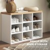 2-in-1 9 Pair White Storage Cabinet Coat Rack and Shoe