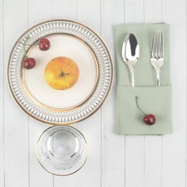 INFEI Plain Cloth Tea Towel Napkins, Set of 12 (16.9 x 16.9 inches), Reusable Cotton Kitchen Table Napkin for Parties, Weddings, Hotel and Home Use (Avocado)