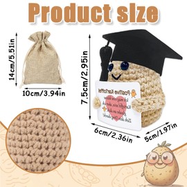 YEWCEP Viel Glück Prüfung, Abitur 2025 Geschenke Positive Kartoffel, 6x5x7,5 Zentimeter, Wolle Kartoffelpuppe Korrektur Energiekarte und Dr. Hut