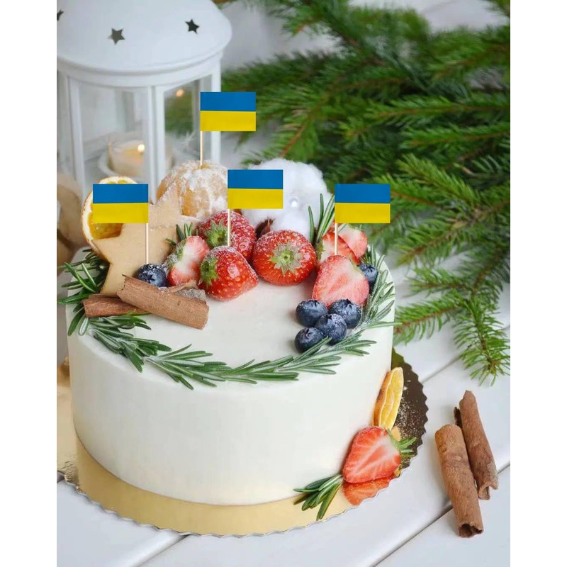 stidsds 100 Pcs Ukraine Flag Ukrainian Toothpick Flags Mini Small