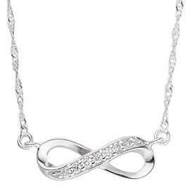 Laimons Women's Necklace Shiny Jewellery Infinity 45 Cubic Zirconia Sterling Silver 925