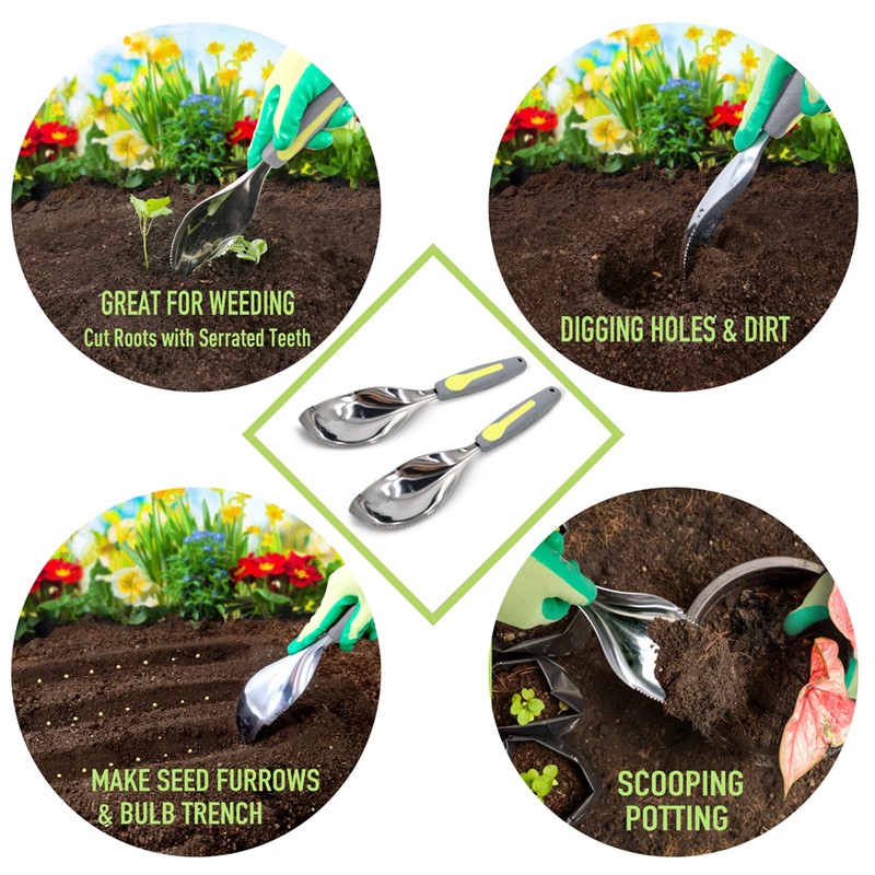 Jardineer 2Pack Garden Trowel, Stainless Steel Hand Shovel with Ergonomic