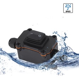 IP65 Waterproof Inline Cord Switch, Outdoor ON/Off Toggle Switch DPST AC/DC 20A-125V,16A-250V with Green LED Rocker Button with Two Side Entry and Exit Line (Two Side, Black)