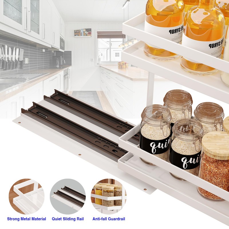 Mustorn 2 Pack Pull Out Spice Rack Organizer for Cabinet,