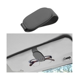 KHGUZ Car Sunglass Holder, Magnetic Leather Vehicle Sun Visor Eyeglass Hanger Clip, Automotive Interior Sunglass Ticket Card Organizer Mount Accessories, Universal for Most Cars (Gray)