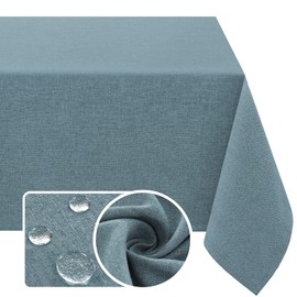 H.VERSAILTEX Linen Textured Tablecloth 54 x 80 Waterproof Decorative Table Cloth Spill-Proof Linen Look Cover for Party Table Extra Soft and Thick Fabric Wrinkle Free, Heather Stone Blue