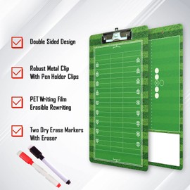 Football Clipboard Dry Erase for Coach,Football Coaches Clipboard,Clipboard for Coaches,Dry Erase Double-Sided Football Clipboard for Coaching