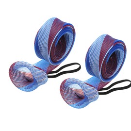 PATIKIL 67" Rod Sock 2pcs Fishing Rod Sleeve Cover Braided Mesh Pole Protector Gloves for Spinning Rod Fly Rod Ice Rod Casting Rod Blue White Red