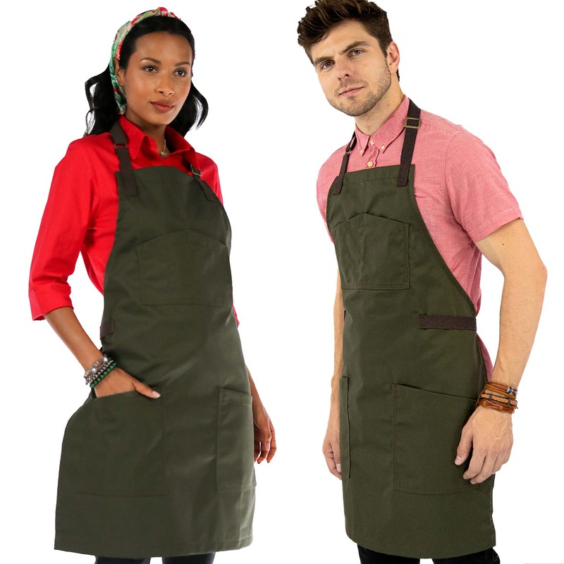 Under NY Sky Chef Apron - Professional Green Twill -