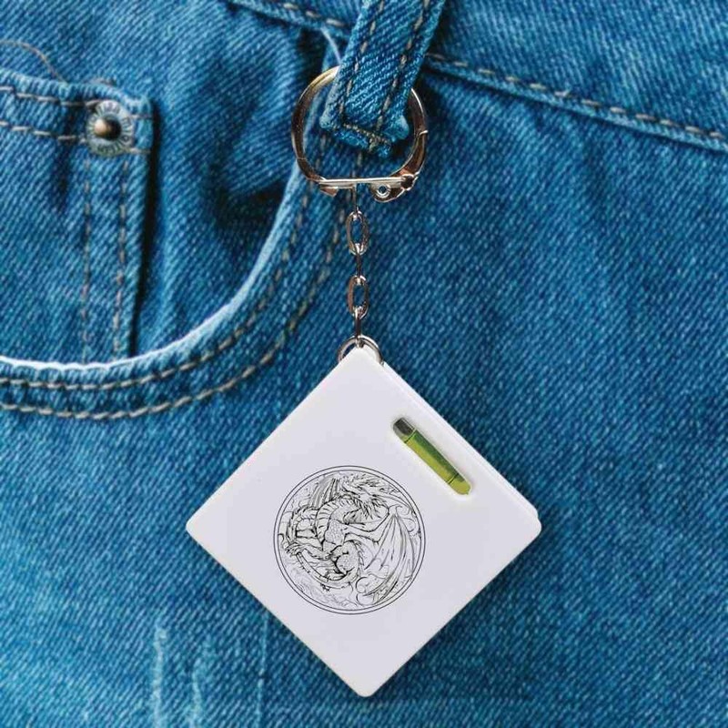 Azeeda 'Dragon Emblem' Keyring Tape Measure/Spirit Level Tool (KM00037116)