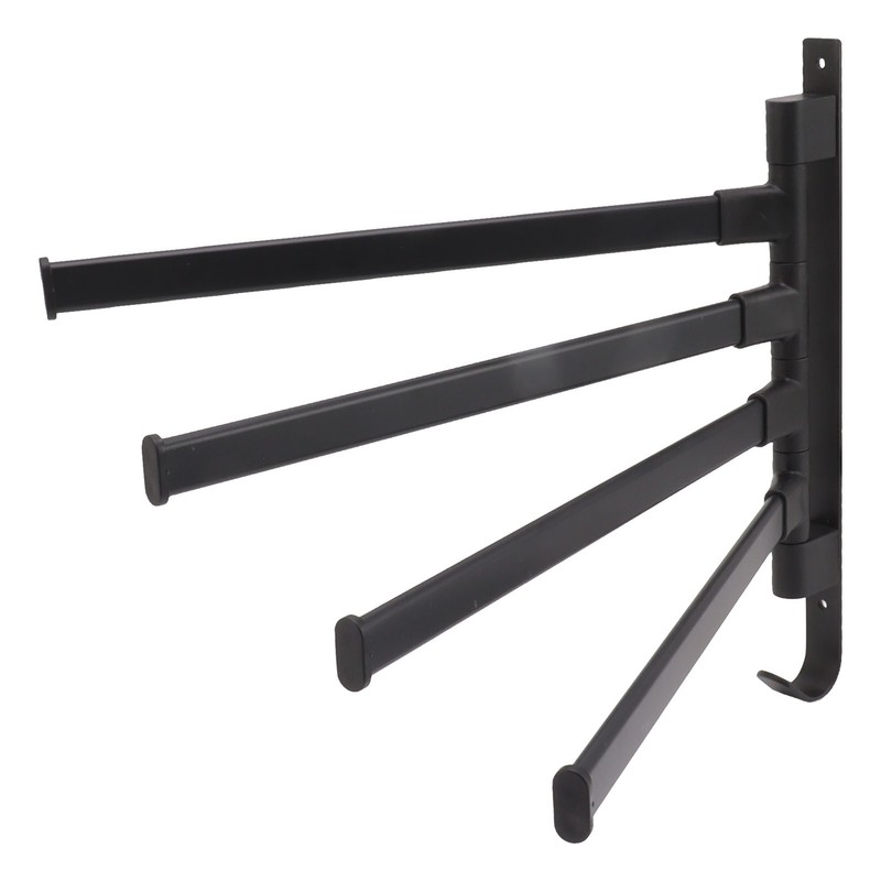 Black Swivel Towel Bar Punch Free Bathroom Towel Rack Wall