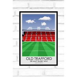 Hewson's Gifts Manchester United Football Stadium Print Old Trafford - Gift Present For Football Fan - Gift For Dad, Brother, Son - Football Gift (Manchester United A4 Size (Old Trafford))