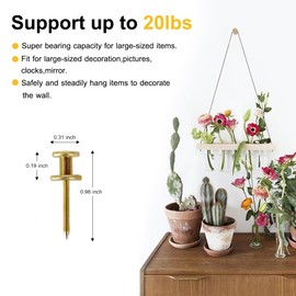 FUZANWJ Double Headed Picture Hangers(20lbs-50pcs), Picture Hanging Nails, Thumb Tacks , Picture Nails, Wall Nails for Hanging, Professional Plaster Picture Hooks for Wooden Wall or Drywall