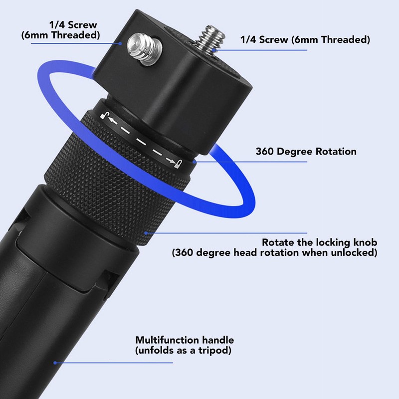 Bullet Time Handle Tripod with Invisible Selfie Stick, 120cm Extension