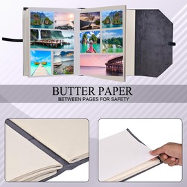 Succor Genuine Leather Photo Album-With Gift Box-Scrapbook-Sketchbook-For Men and Women-Leather Bound-Vintage Photo Album-Holds Photos 96 (4x6 inches - 5x7 inches)-Blue