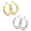 Dochais 2 Pairs 5mm Thick 14k Gold Plated Chunky Hoop