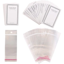 CINECE Accessories Card, OPP with Bag, 4.7 x 2.4 inches (120 x 60 mm), Set of 50, Piercing, Earrings, Display, Card Wrapping, Bag, Parts, Storage (50 Cards, 2 Cards)