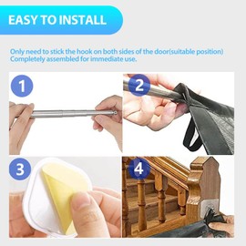 Expandable Dog Mesh Gate Folding Safe Enclosure Pet Barrier with 5 Hooks - Doorways Stairways Baby Protective Gate (Style 2)